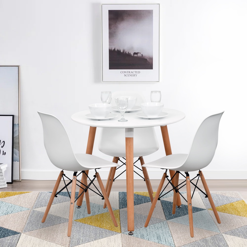 Offo Living Meja Makan Set Bulat Bianca Millenial Putih DT ROUND DIA80 WHT